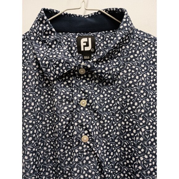 FJ FootJoy Mens Polo Shirt XL Gray Floral Short Sleeve Preppy Casual - Picture 2 of 6